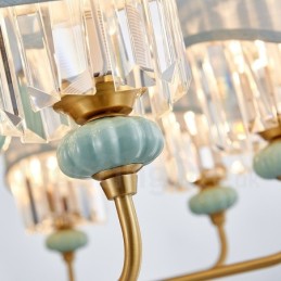 Puhdasta messinkiä ylellinen maalaismainen retro vintage messinkikeramiikka riipus kynttilän kattokruunu kankaalla ja kristallivarjostimilla