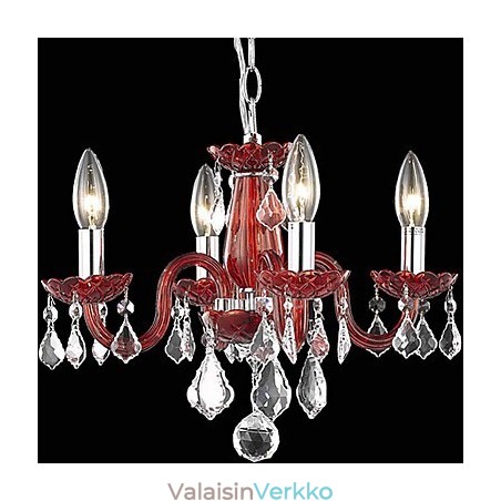 Kynttilällä esitelty kristallikruunu 4 punaisella valolla