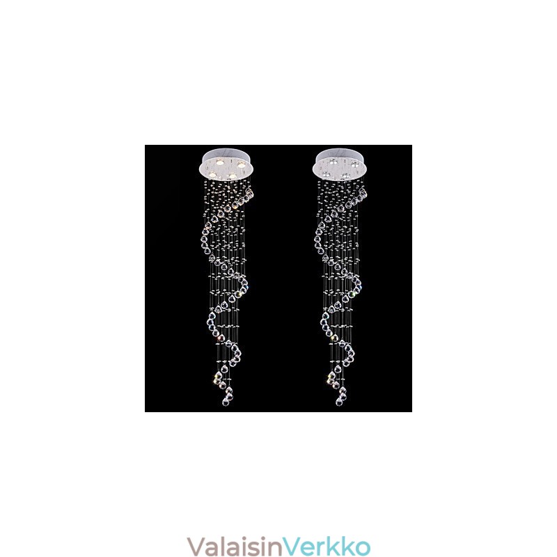 Kristalliriippuvalaisinkruunu valaistus 4 valoa hopea katos kirkas K9 Crystal Helix kattolamput H150CM