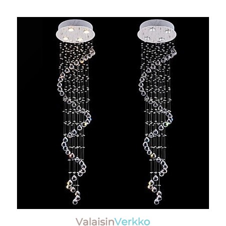 Kristalliriippuvalaisinkruunu valaistus 4 valoa hopea katos kirkas K9 Crystal Helix kattolamput H150CM