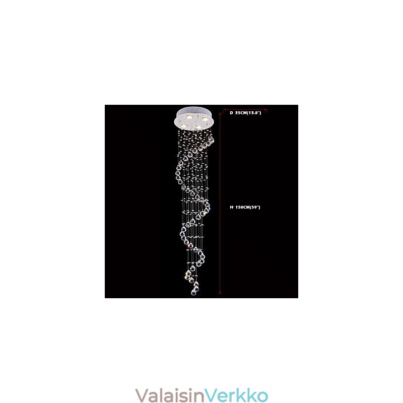 Kristalliriippuvalaisinkruunu valaistus 4 valoa hopea katos kirkas K9 Crystal Helix kattolamput H150CM
