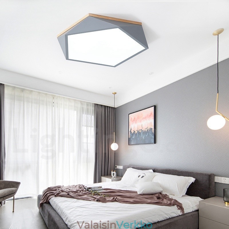 Himmennettävä Macaron Multi Colors puinen kattovalaisin akryylivarjostimella pohjoismainen tyyli