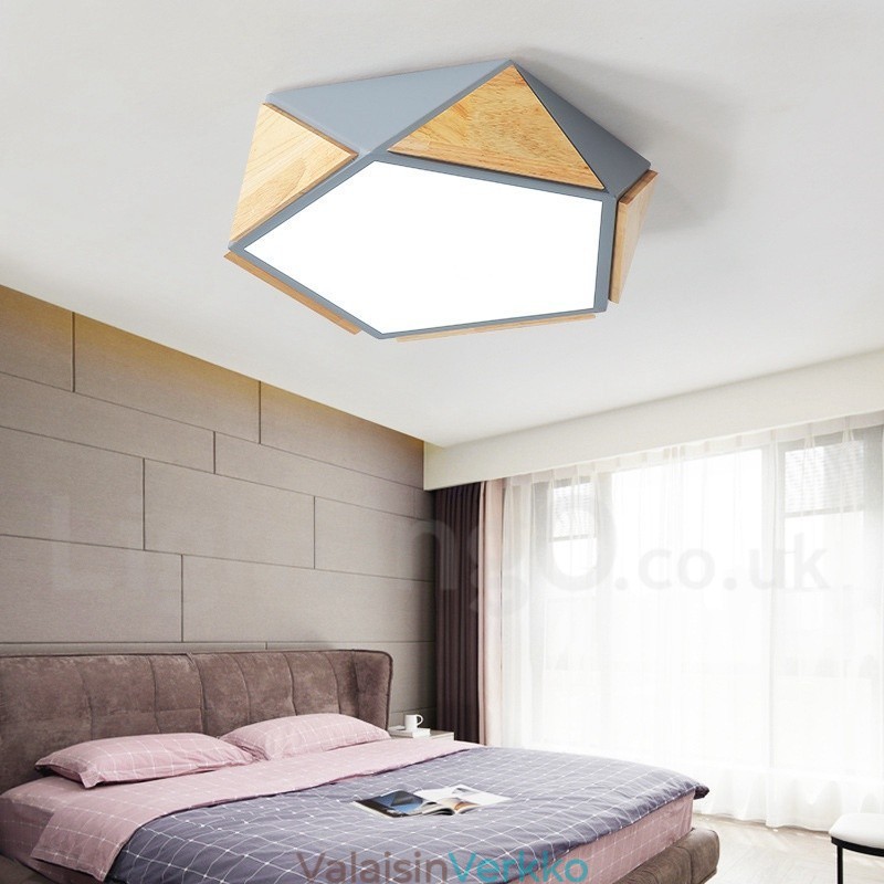 Himmennettävä Macaron Multi Colors puinen kattovalaisin akryylivarjostimella pohjoismainen tyyli