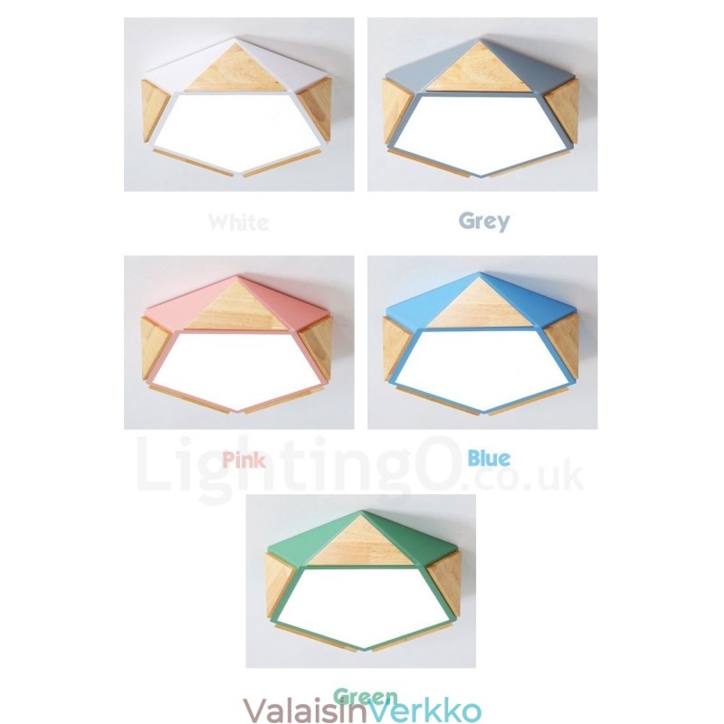 Himmennettävä Macaron Multi Colors puinen kattovalaisin akryylivarjostimella pohjoismainen tyyli