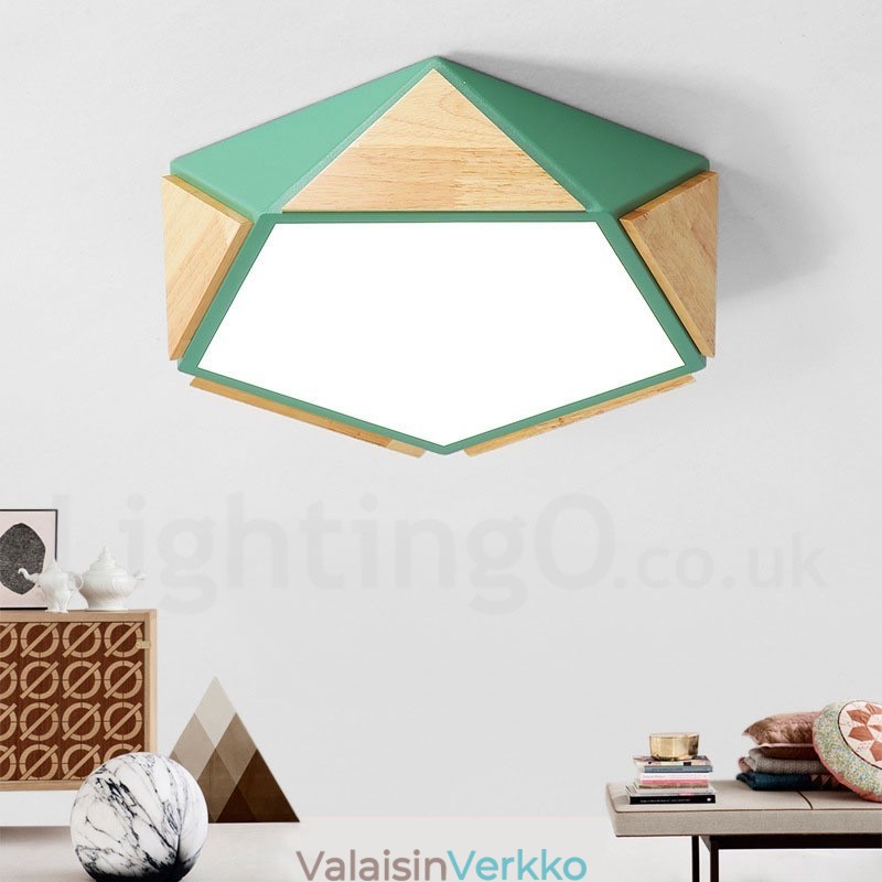 Himmennettävä Macaron Multi Colors puinen kattovalaisin akryylivarjostimella pohjoismainen tyyli