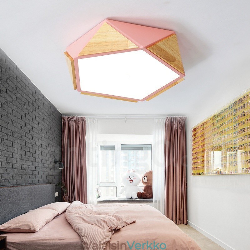 Himmennettävä Macaron Multi Colors puinen kattovalaisin akryylivarjostimella pohjoismainen tyyli