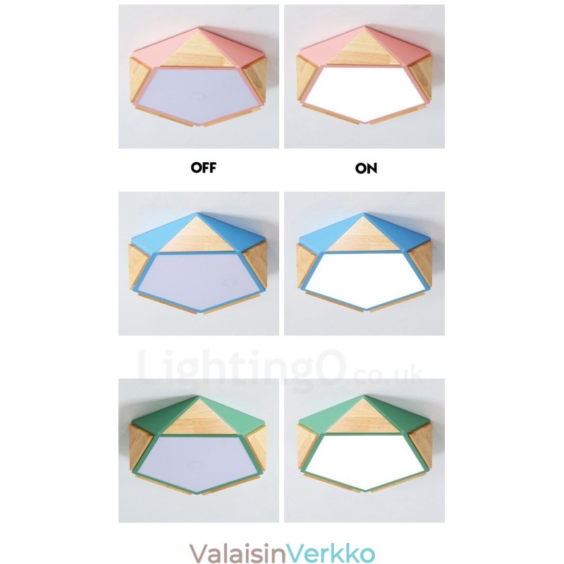 Himmennettävä Macaron Multi Colors puinen kattovalaisin akryylivarjostimella pohjoismainen tyyli