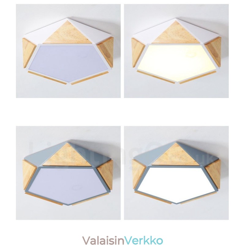 Himmennettävä Macaron Multi Colors puinen kattovalaisin akryylivarjostimella pohjoismainen tyyli