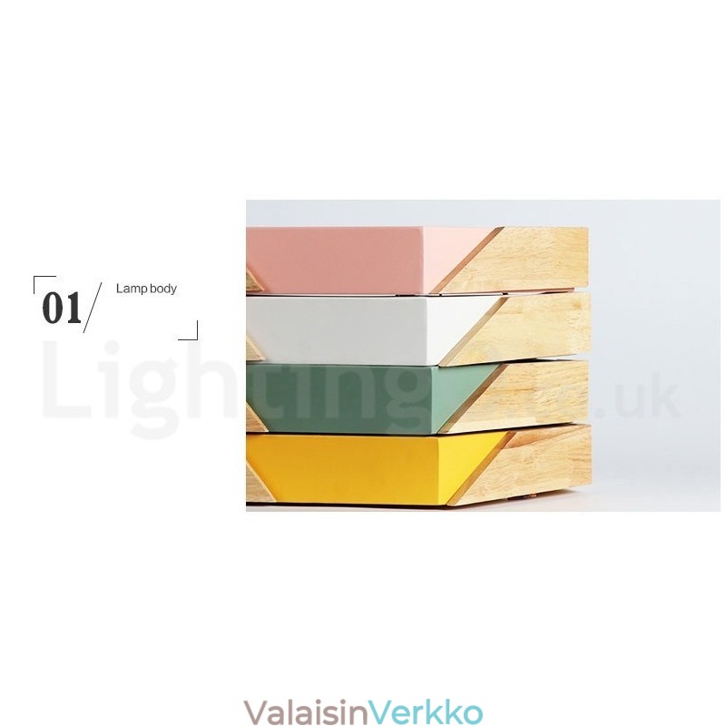 Himmennettävä Macaron Ultra ohut monivärinen puinen kattovalaisin akryylivarjostimella pohjoismainen tyyli