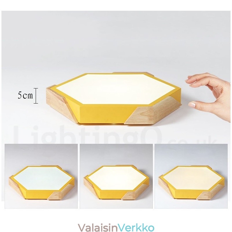 Himmennettävä Macaron Ultra ohut monivärinen puinen kattovalaisin akryylivarjostimella pohjoismainen tyyli