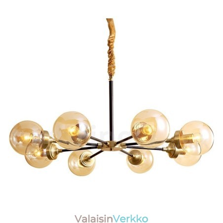 Puhdas messinki, ylellinen maalaismainen retro vintage messinkiriippuvainen kattokruunu lasivarjostimilla Puhdas messinki, ylellinen maalaismainen retro vintage messinkiriippuvainen kattokruunu lasivarjostimilla