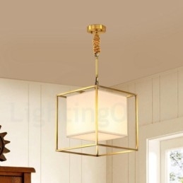 Pure Brass Simple Rustic Retro Vintage Messinkiriippuvalaisin Kangasvarjostimella