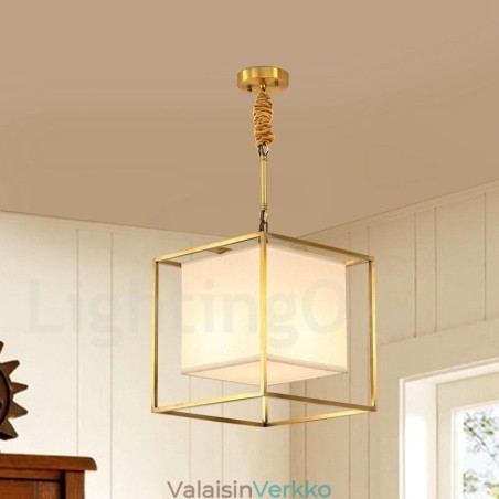 Pure Brass Simple Rustic Retro Vintage Messinkiriippuvalaisin Kangasvarjostimella Pure Brass Simple Rustic Retro Vintage Messinkiriippuvalaisin Kangasvarjostimella
