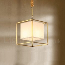 Pure Brass Simple Rustic Retro Vintage Messinkiriippuvalaisin Kangasvarjostimella