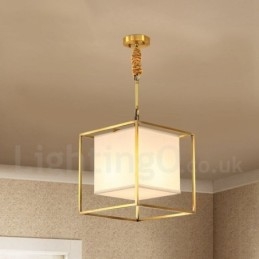 Pure Brass Simple Rustic Retro Vintage Messinkiriippuvalaisin Kangasvarjostimella
