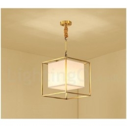 Pure Brass Simple Rustic Retro Vintage Messinkiriippuvalaisin Kangasvarjostimella