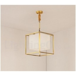 Pure Brass Simple Rustic Retro Vintage Messinkiriippuvalaisin Kangasvarjostimella