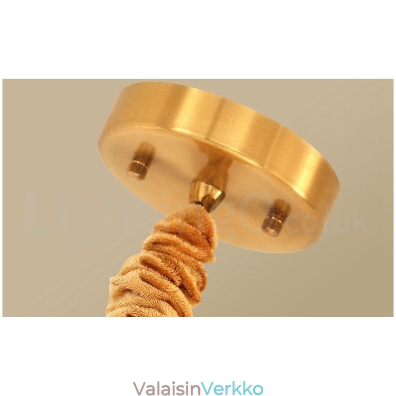 Pure Brass Simple Rustic Retro Vintage Messinkiriippuvalaisin Kangasvarjostimella