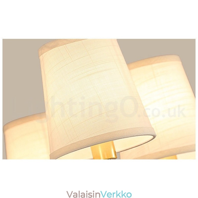 Puhdasta messinkiä suuri, ylellinen maalaismainen retro vintage messinkiriippuvainen kattokruunu kangasvarjostimilla