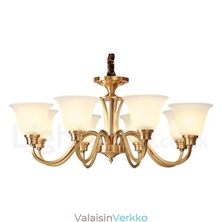 Puhdasta messinkiä suuri, ylellinen maalaismainen retro Vintage massiivi messinkiriippuvainen kattokruunu lasivarjostimilla Puhdasta messinkiä suuri, ylellinen maalaismainen retro Vintage massiivi messinkiriippuvainen kattokruunu lasivarjostimilla