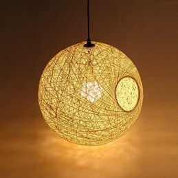Country Simple Moderni valaisin Pastoral Rattan Lamp Hamp Ball Kattokruunu