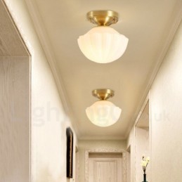 Pure Brass Rustic Lodge pohjoismaiset uppoasennettavat kattovalot lasivarjostimella