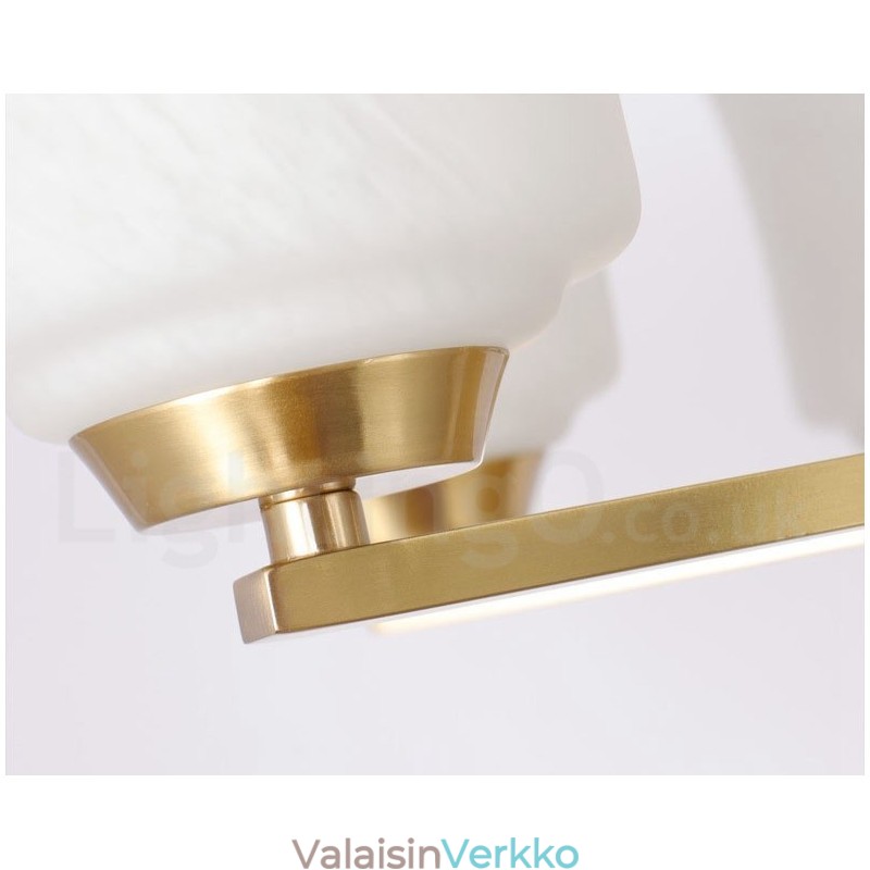 3 vaaleaa puhdasta messinkiä, suuri ylellinen maalaismainen retro vintage messinkiriippuvainen kattokruunu lasivarjostimilla