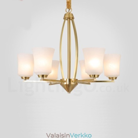 6 vaaleaa puhdasta messinkiä, suuri ylellinen maalaismainen retro vintage messinkiriippuvainen kattokruunu lasivarjostimilla 6 vaaleaa puhdasta messinkiä, suuri ylellinen maalaismainen retro vintage messinkiriippuvainen kattokruunu lasivarjostimilla