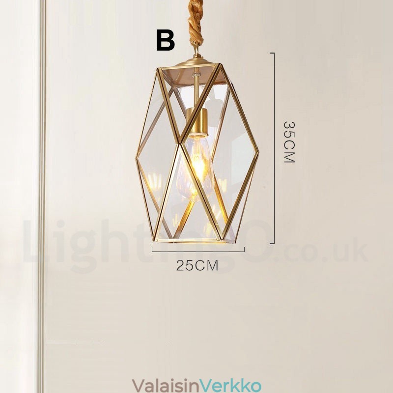 Pure Brass Rustic Lodge Nordic Style riippuvalaisin lasivarjostimella