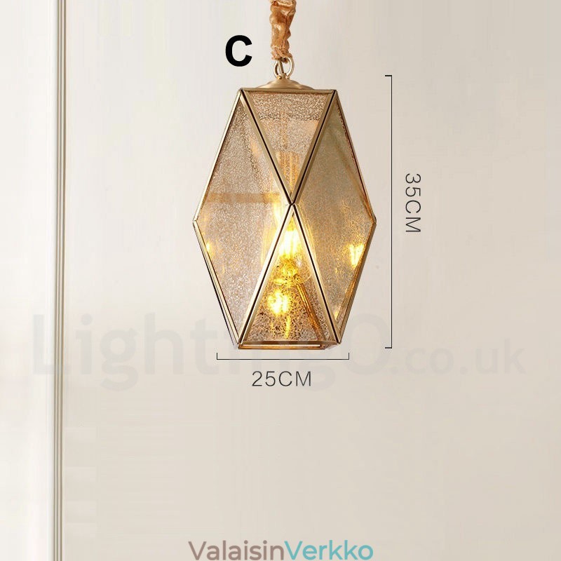 Pure Brass Rustic Lodge Nordic Style riippuvalaisin lasivarjostimella