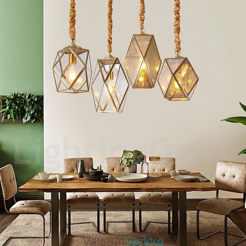 Pure Brass Rustic Lodge Nordic Style riippuvalaisin lasivarjostimella