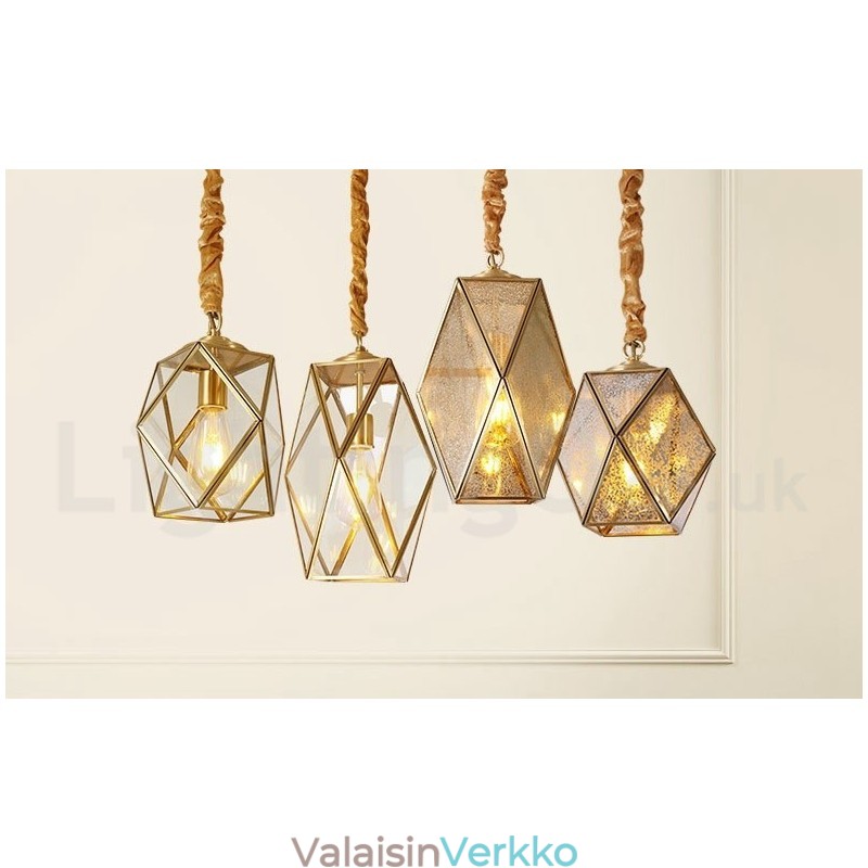 Pure Brass Rustic Lodge Nordic Style riippuvalaisin lasivarjostimella
