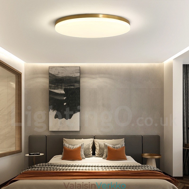 Messinkiä ultraohut pyöreä himmennettävä moderni nykyaikainen pohjoismainen tyyli uppoasennettavat kattovalaisimet akryylivarjostimella, voidaan käyttää myös seinävalaisina