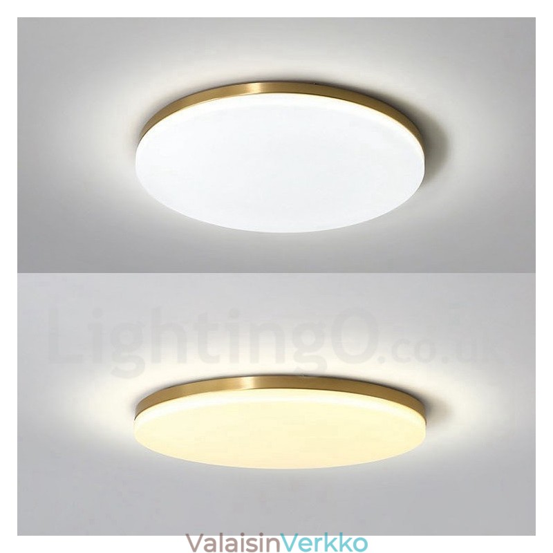 Messinkiä ultraohut pyöreä himmennettävä moderni nykyaikainen pohjoismainen tyyli uppoasennettavat kattovalaisimet akryylivarjostimella, voidaan käyttää myös seinävalaisina