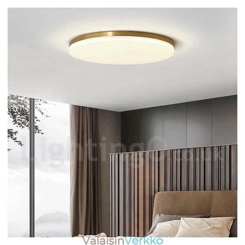 Messinkiä ultraohut pyöreä himmennettävä moderni nykyaikainen pohjoismainen tyyli uppoasennettavat kattovalaisimet akryylivarjostimella, voidaan käyttää myös seinävalaisina