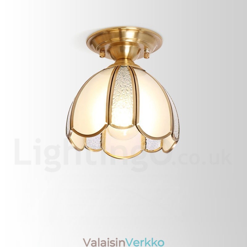 Pure Brass Rustic Lodge Nordic Style uppoasennettava kattovalaisin lasivarjostimella