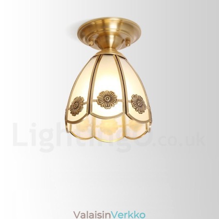 Pure Brass Rustic Lodge Nordic Style uppoasennettava kattovalaisin lasivarjostimella