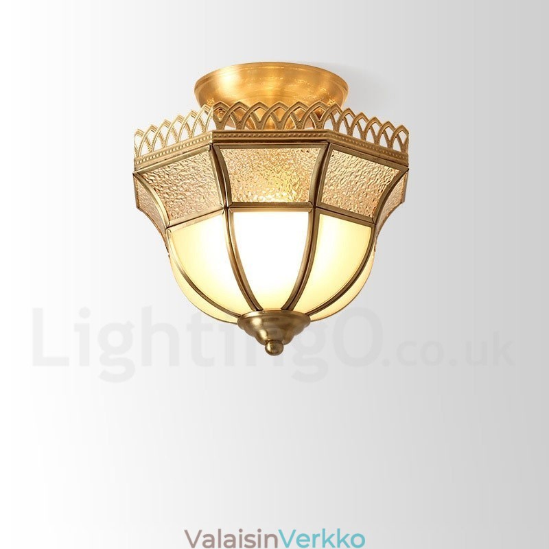 Pure Brass Rustic Lodge Nordic Style uppoasennettava kattovalaisin lasivarjostimella
