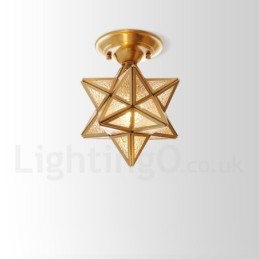 Pure Brass Rustic Lodge Nordic Style uppoasennettava kattovalaisin lasivarjostimella