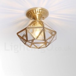 Pure Brass Rustic Lodge Nordic Style uppoasennettava kattovalaisin lasivarjostimella