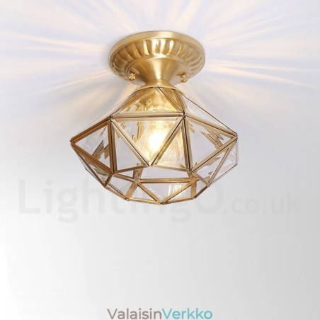 Pure Brass Rustic Lodge Nordic Style uppoasennettava kattovalaisin lasivarjostimella Pure Brass Rustic Lodge Nordic Style uppoasennettava kattovalaisin lasivarjostimella