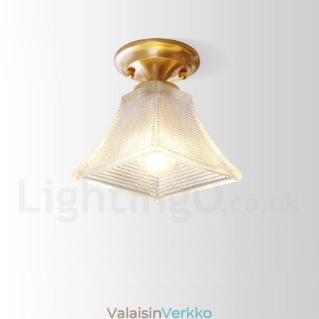 Pure Brass Rustic Lodge Nordic Style uppoasennettava kattovalaisin lasivarjostimella Pure Brass Rustic Lodge Nordic Style uppoasennettava kattovalaisin lasivarjostimella