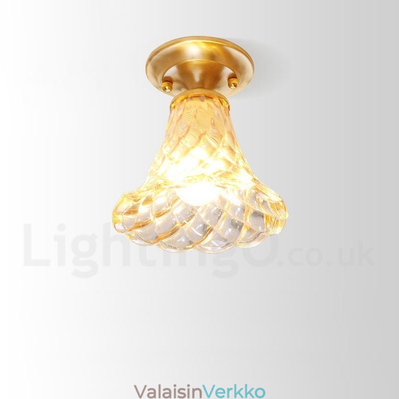 Pure Brass Rustic Lodge Nordic Style uppoasennettava kattovalaisin lasivarjostimella