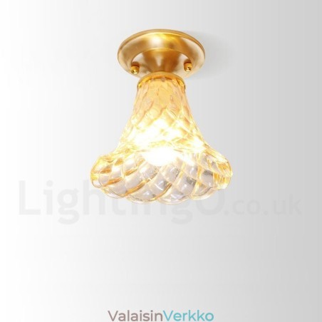 Pure Brass Rustic Lodge Nordic Style uppoasennettava kattovalaisin lasivarjostimella Pure Brass Rustic Lodge Nordic Style uppoasennettava kattovalaisin lasivarjostimella