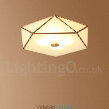 Pure Brass Rustic Lodge Nordic Style uppoasennettava kattovalaisin lasivarjostimella Pure Brass Rustic Lodge Nordic Style uppoasennettava kattovalaisin lasivarjostimella