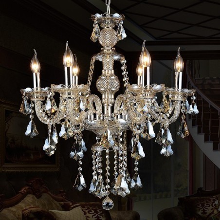 6 valoa Retro konjakkiväri K9 kristalli moderni kattokruunu