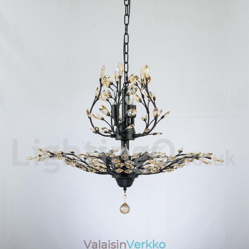 Crystal Iron maalaus kattokruunu ja Crystal Modern valaistuslamppu