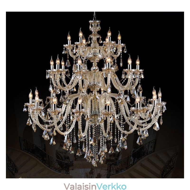 Erittäin suuri 3-kerroksinen Retrokonjakkiväri K9 Crystal Modern Ylellinen kattokruunu