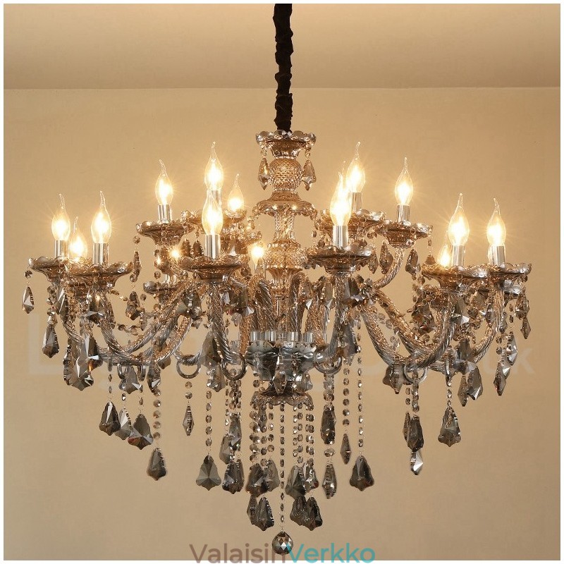 18 valoa Retroharmaa väri K9 kristallikynttilä suuri kattokruunu