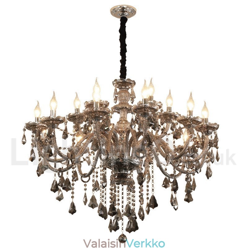 18 valoa Retroharmaa väri K9 kristallikynttilä suuri kattokruunu